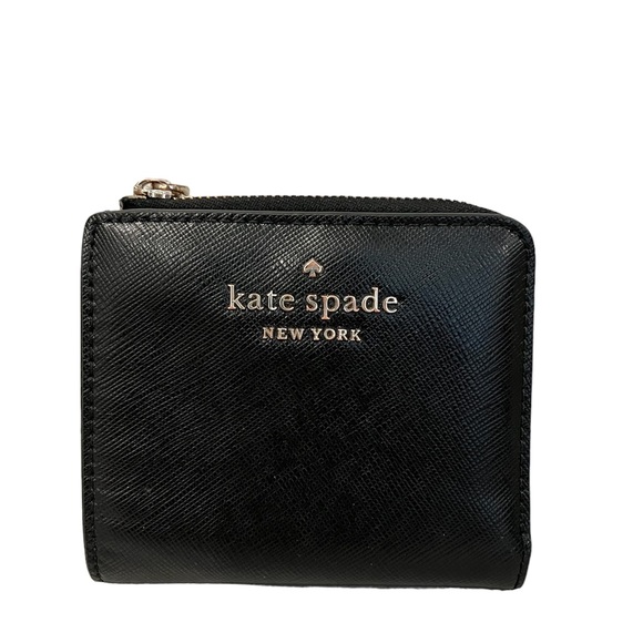 kate spade Handbags - Kate Spade Leather Zip & Snap Compact Wallet in Black